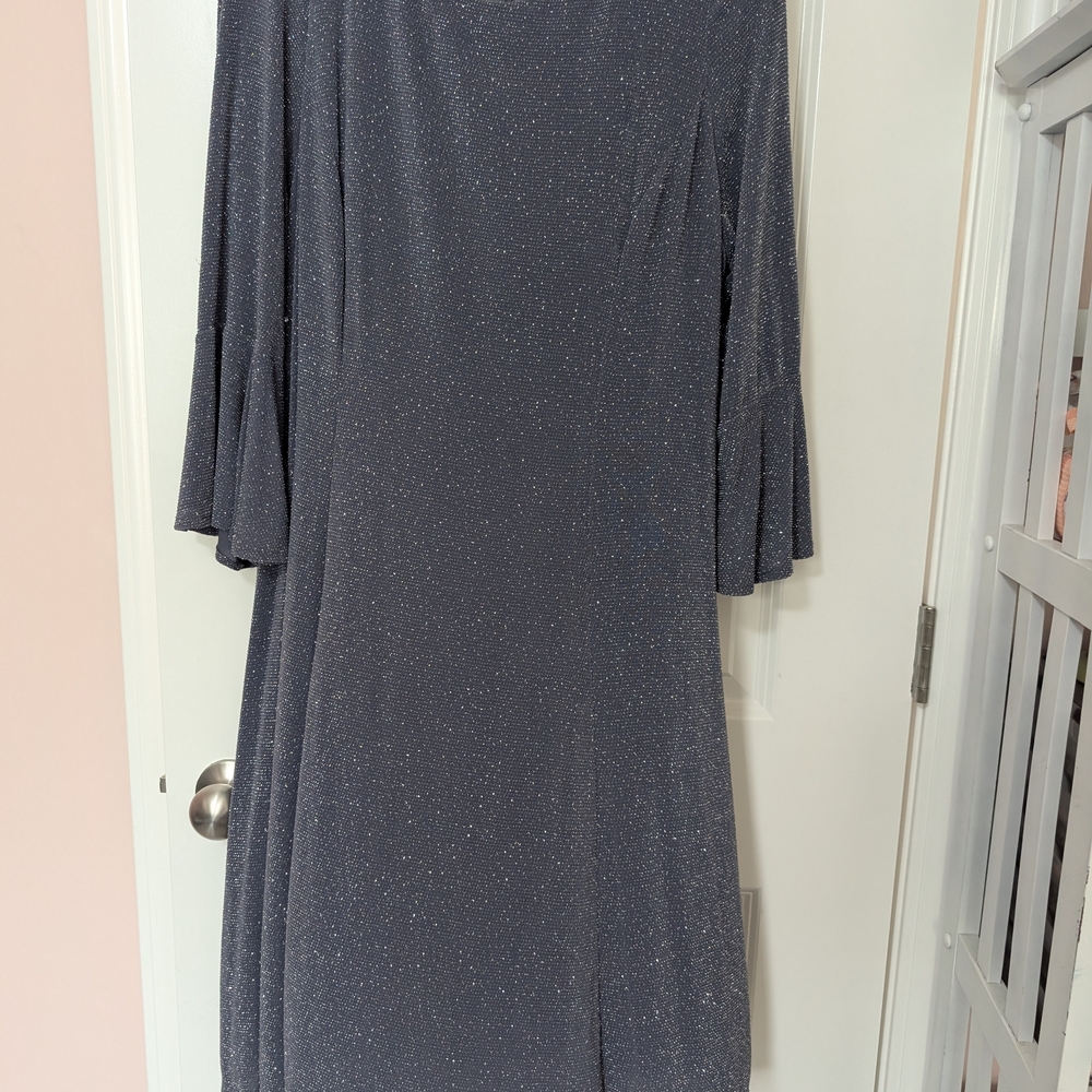 Jessica Howard Navy Sparkle Bell-Sleeve Midi Dress